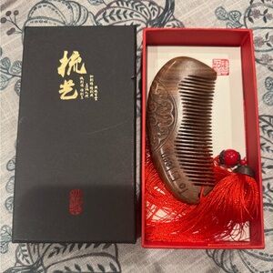 Vintage Wooden Comb with Red Tassel